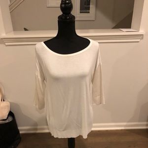 White dress tee shirt satin sleeves